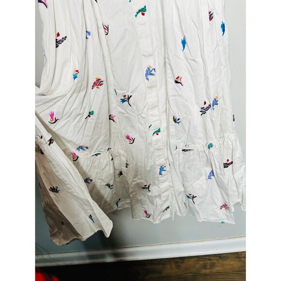 PRABAL GURUNG White Floral Sleeveless Embroidered Cotton Midi Dress Size 10 - Picture 10 of 11